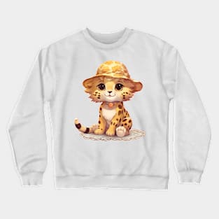 Cheetah in Straw Hat Crewneck Sweatshirt